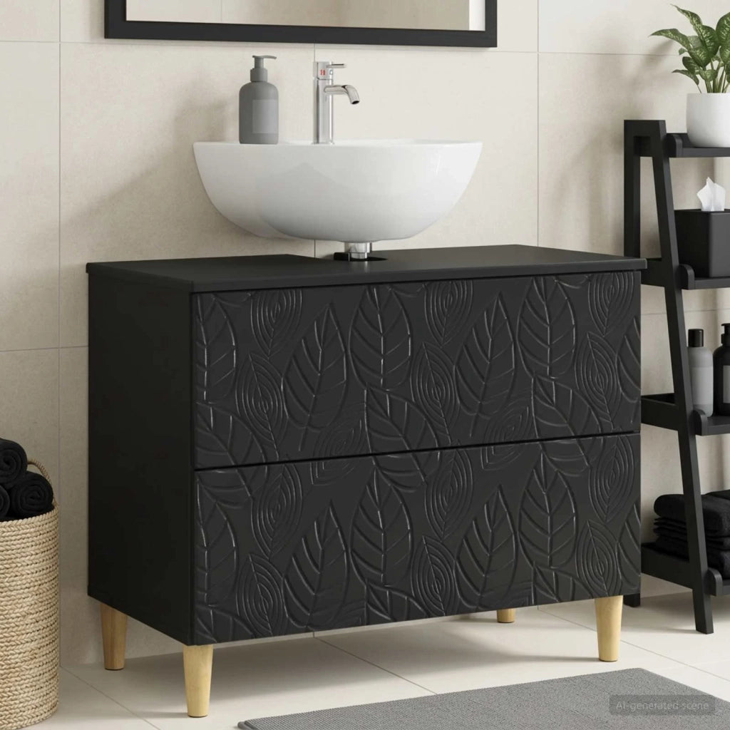 Armadio per Lavabo da Bagno DELFT Nero 82 x 41 x 59 cm 897016