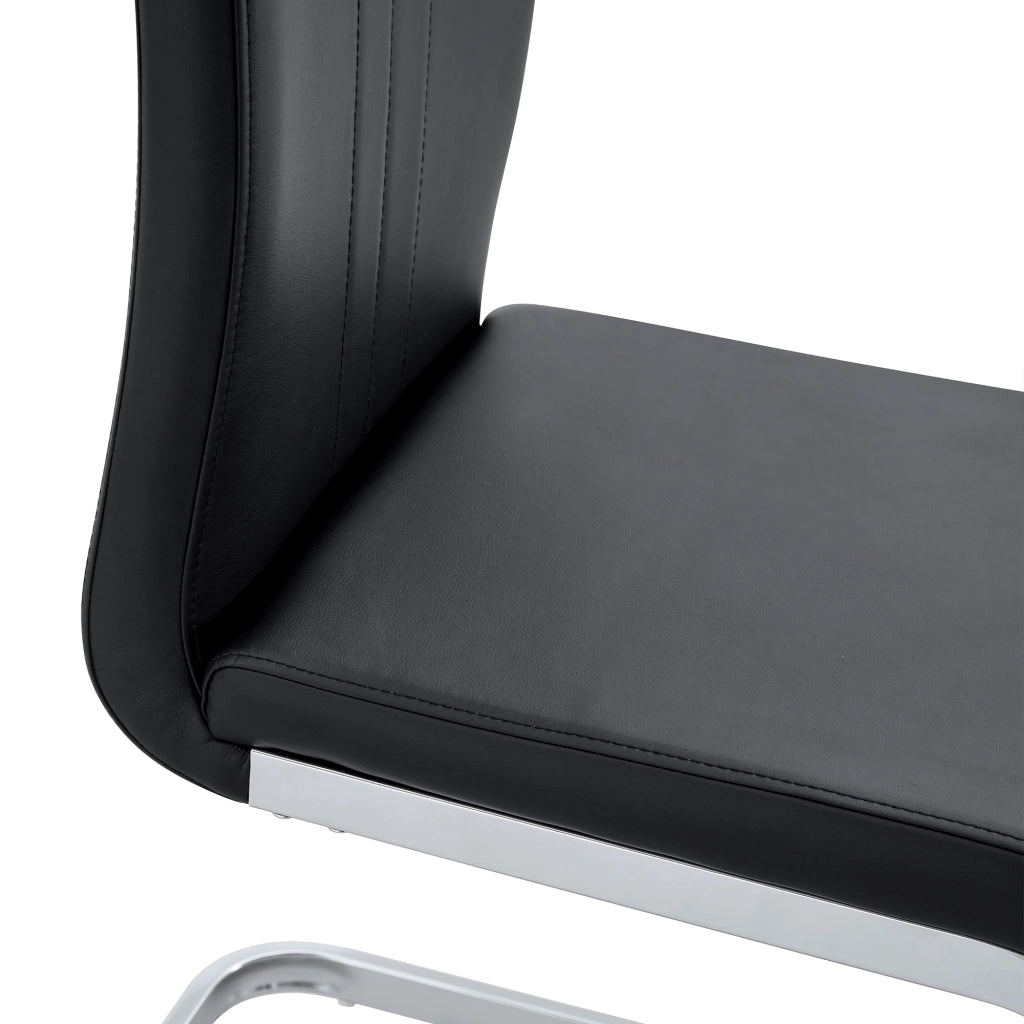 Set di 2 sedie da pranzo con schienale ergonomico e piedini antiscivolo in PU nero