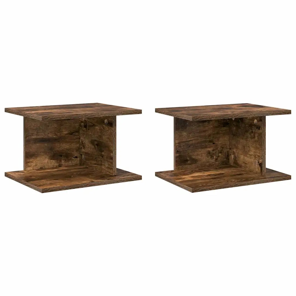 Set di 2 Comodini | Armadio da Notte | Mobiletto da notte Rovere fum¨¦ 40 x 30 x 25 cm Legno multistrato