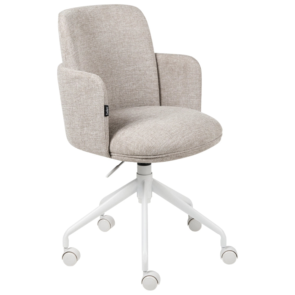 Sedia da ufficio imbottita in tessuto beige girevole regolazione altezza sedile elegante
