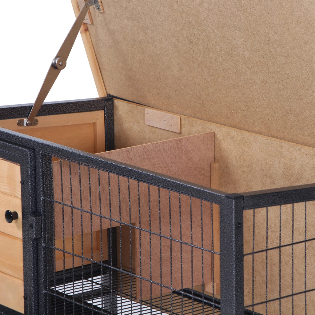 Gabbia per conigli in legno con tetto apribile ¨C zephmum ¨C 91.5x45x70 cm