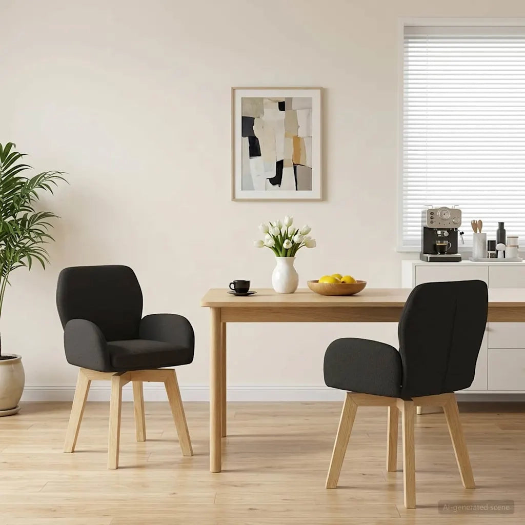 Sedie da pranzo girevoli 2 pcs Bouclé Nero 54 x 58 x 87 cm 42034334