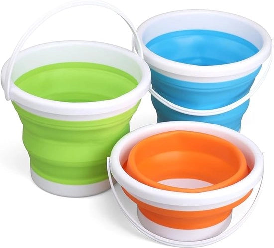 Emme opvolumabile da 10 litri, contenitori di sabbia in silicone per bambini e adulti, secchielli da giardino, contenitori multifunzionali per esterni, pulizia, lavaggio, campeggio, viaggi, asciugamani - arancione