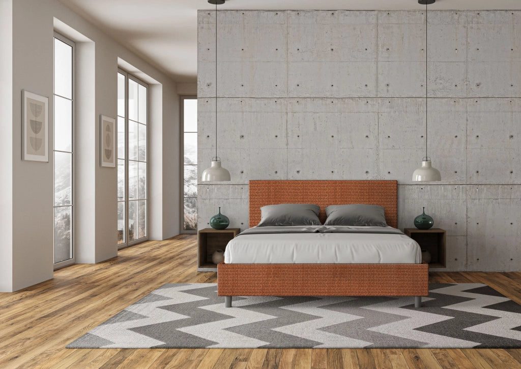 Letto Matrimoniale 160x200 cm con Rete Adele Labirinto 04 Arancione
