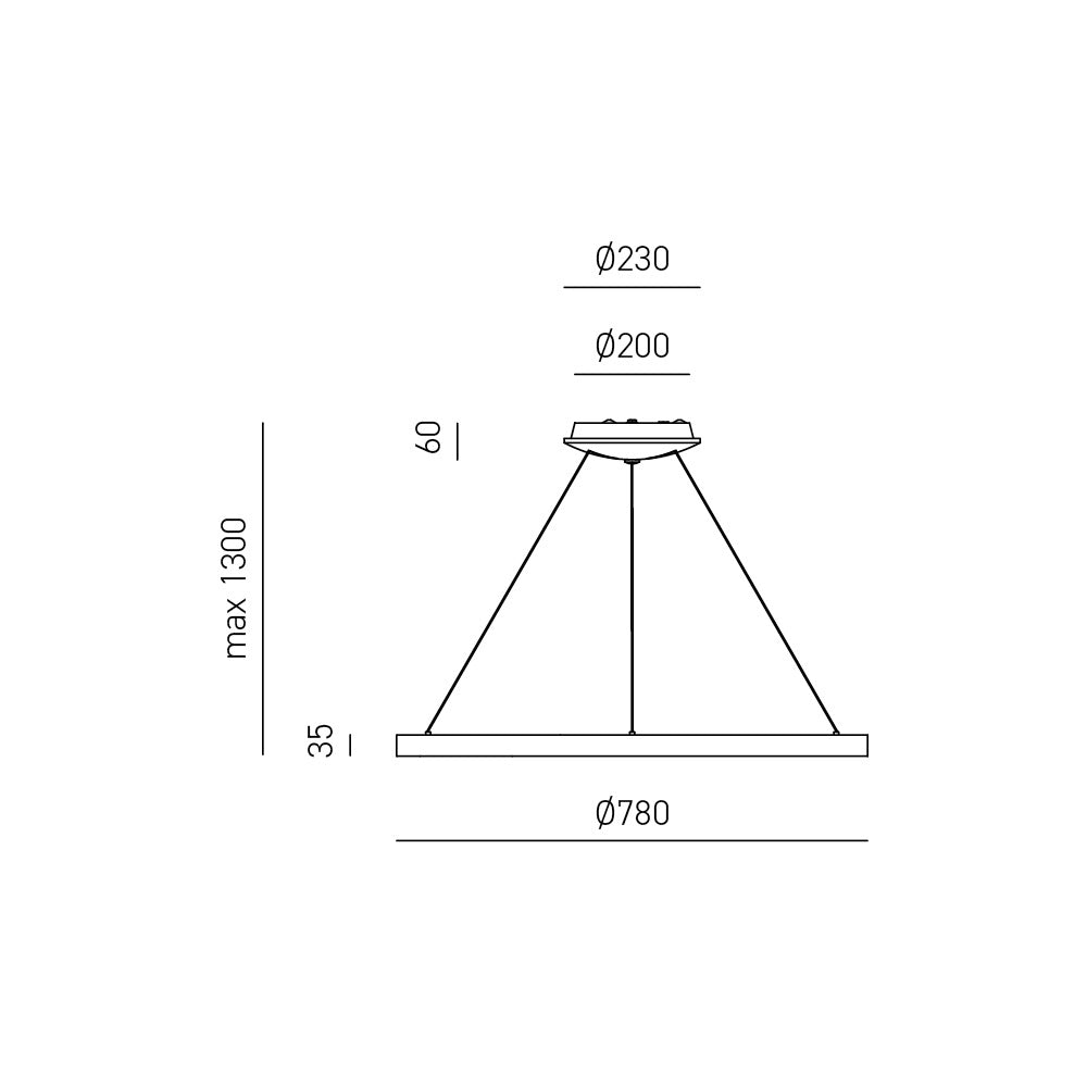 Krizia - Lampada a sospensione led 60W dimmerabile - 4800lm, luce calda 3000K, anello oro spazzolato, diffusore opale, d.80 cm, IP20