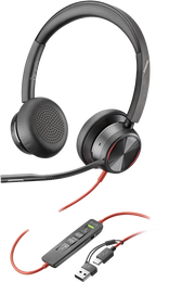 HP Poly Cuffie stereo Poly Blackwire 8225 con connettore USB-C + adattatore USB-C/A