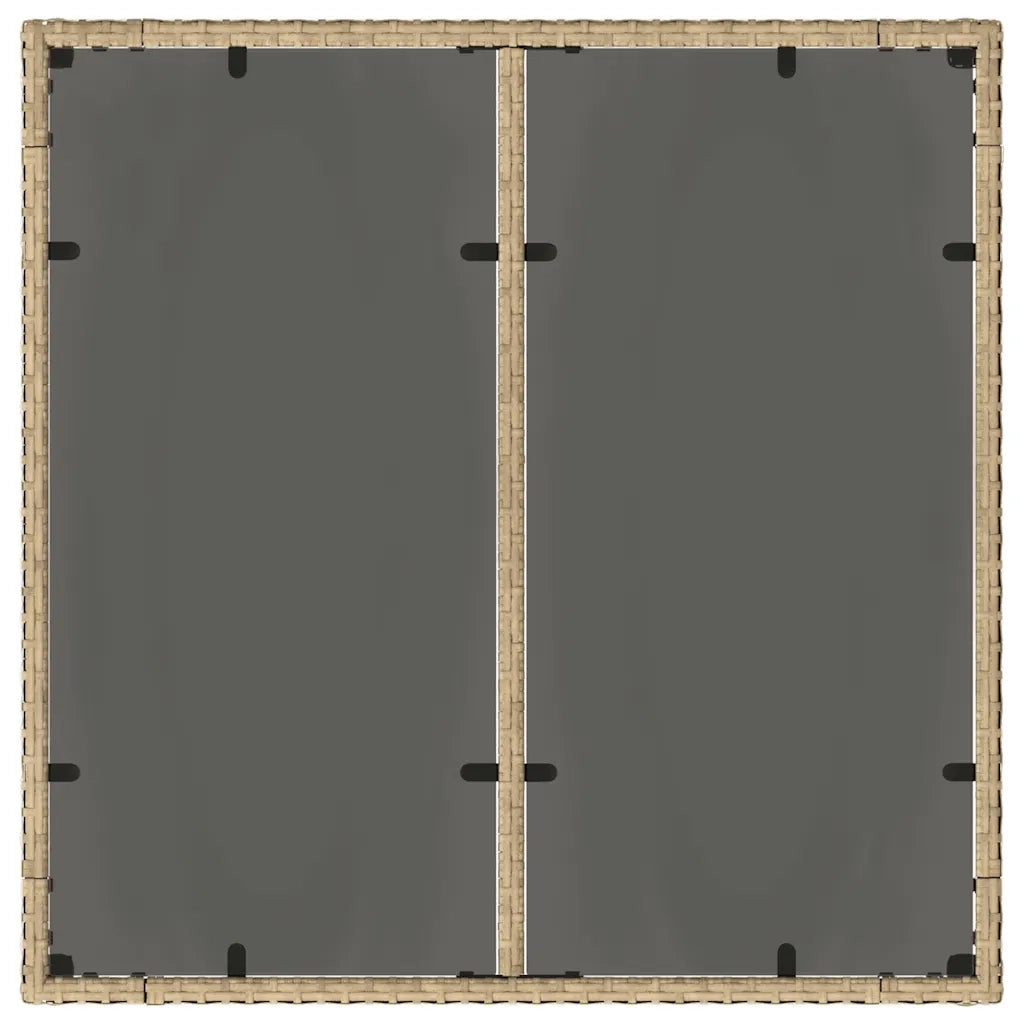 Tavolo da Giardino con Piano Vetro Beige 90x90x75 cm Polyrattan 365527
