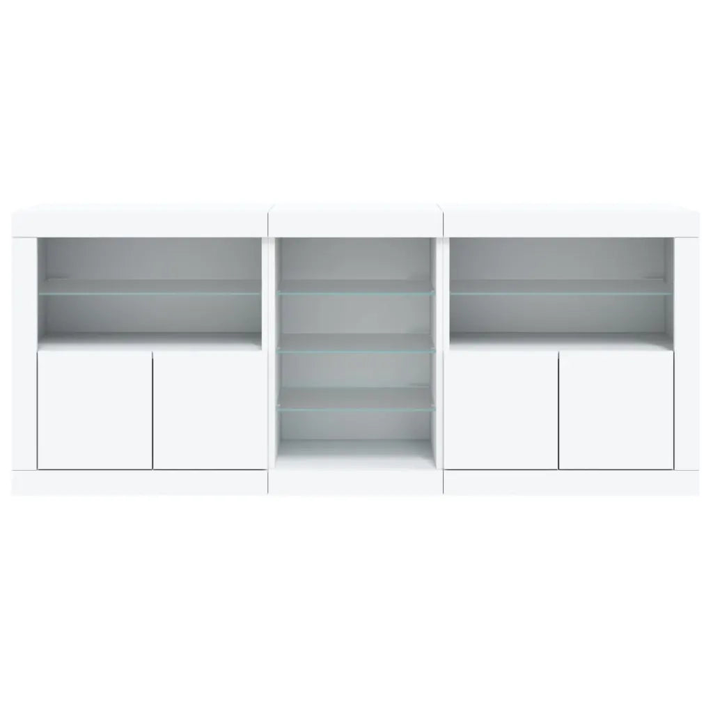 Credenza con Luci LED-Buffet-Armadio da cucina Bianca 162x37x67 cm 245400