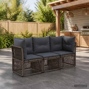 Set Divano da Giardino 3 pz Grigio polyrattan 3434123