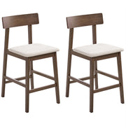 Set di 2 sedie da bar marrone scuro e tortora con seduta in legno di gomma e poliestere, stile tradizionale retrò, per cucina e sala da pranzo