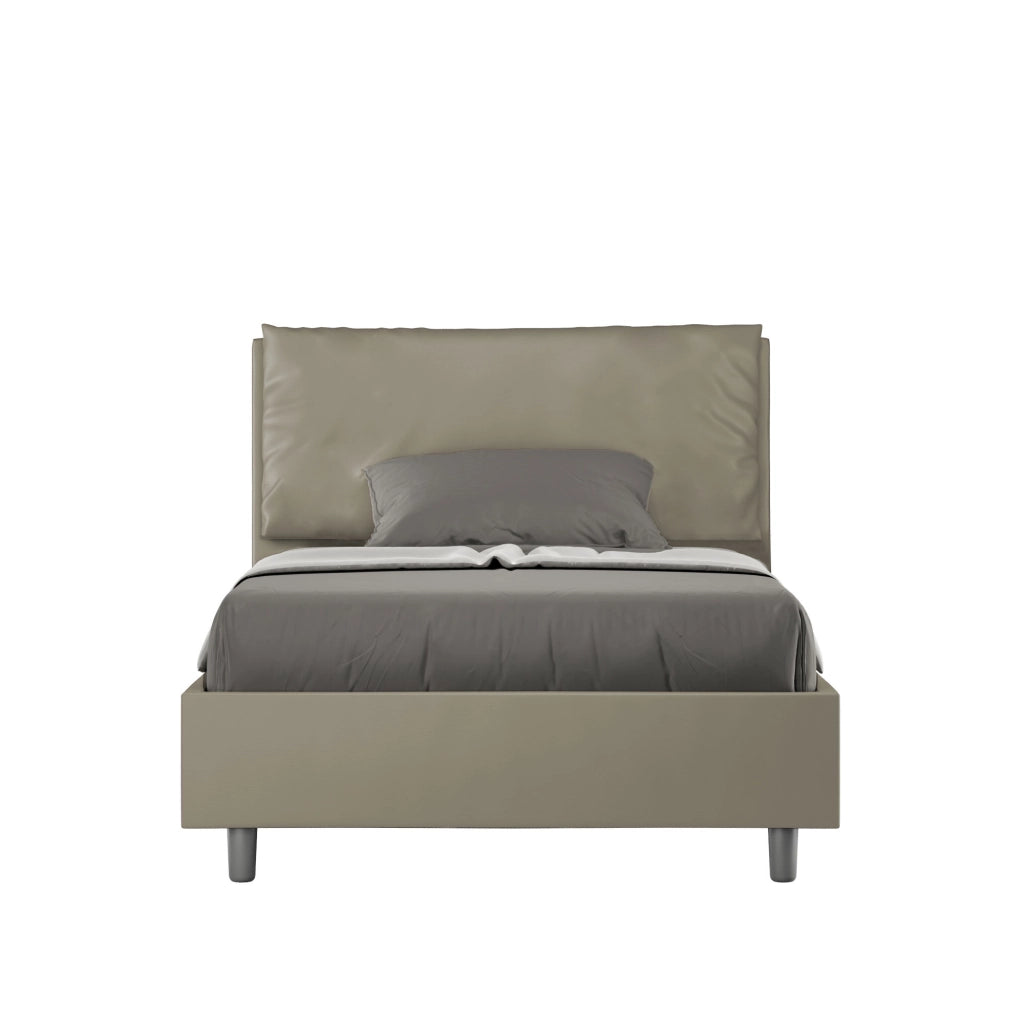 Letto 1 Piazza E Mezzo 120x190 cm Senza Rete Imbottito in Similpelle Antea Large Cappuccino