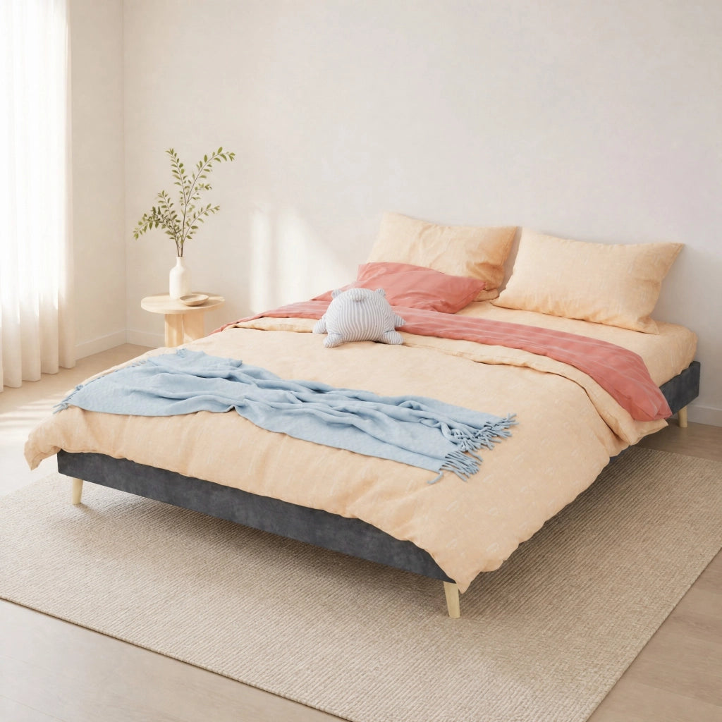 LETTO Struttura 160x200 cm Grigio in Tessuto e Metallo
