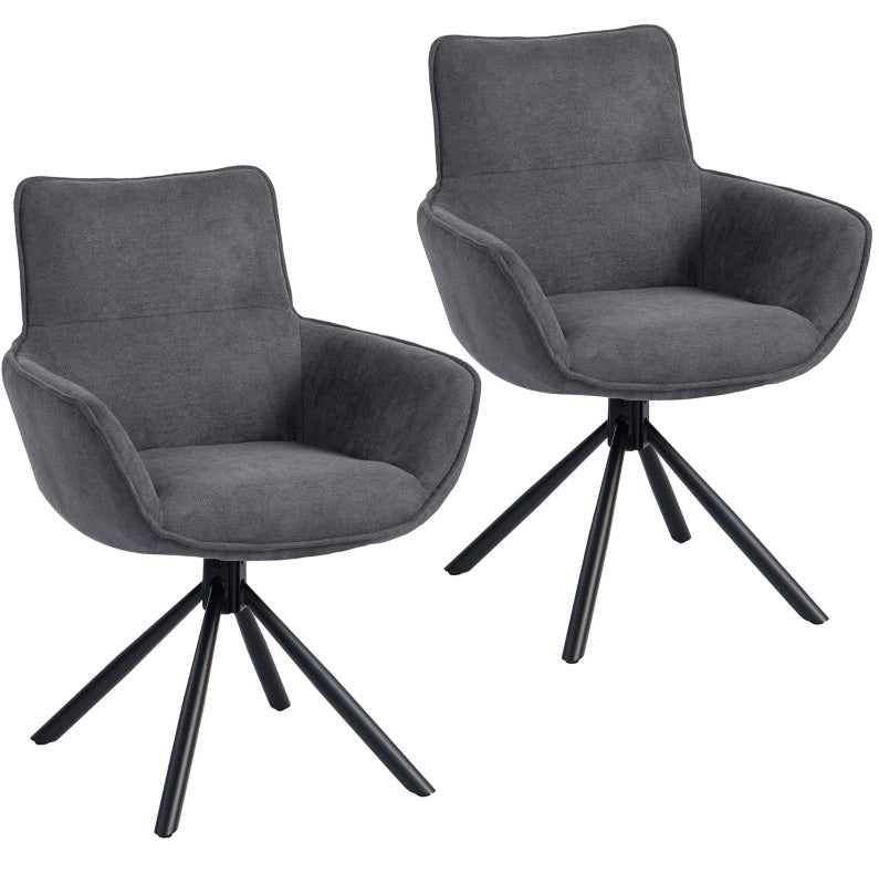 Set di 2 sedie da pranzo girevoli grigio scuro