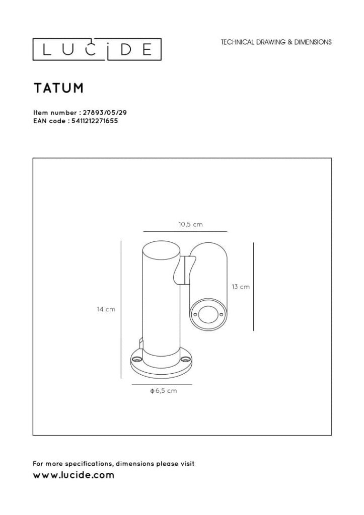 Lucide Tatum applique esterna LED 4,5W 3000K IP65 antracite