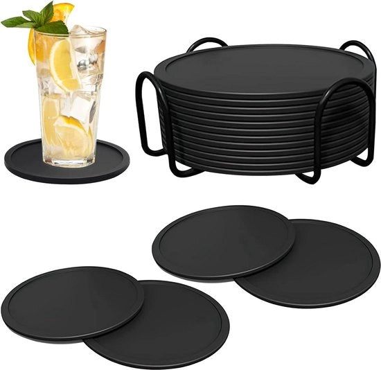 Set di 12 piedini per vetro - grigio scuro - silicone - 12 pezzi