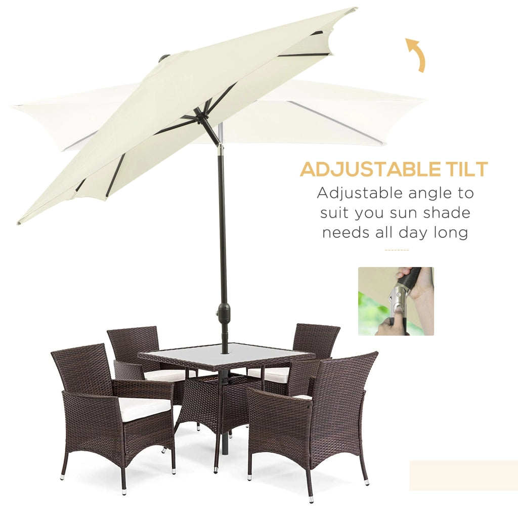 Ombrellone da Giardino 1,9x2,9x2,4 m Palo Ø38 mm in Alluminio Metallo e Poliestere Bianco Crema