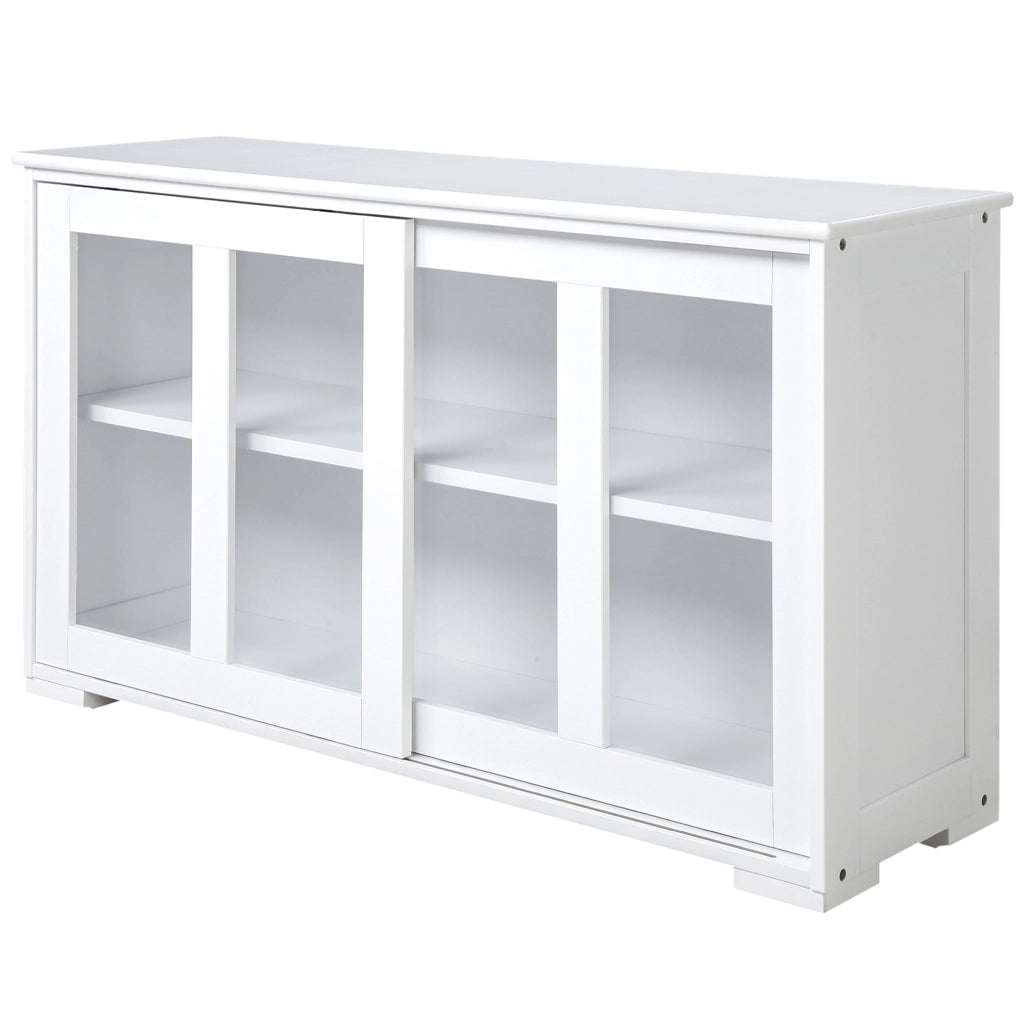 Tavolino da cucina moderno con ante scorrevoli vetro ¨C zephmum ¨C bianco 107x33x62,5 cm