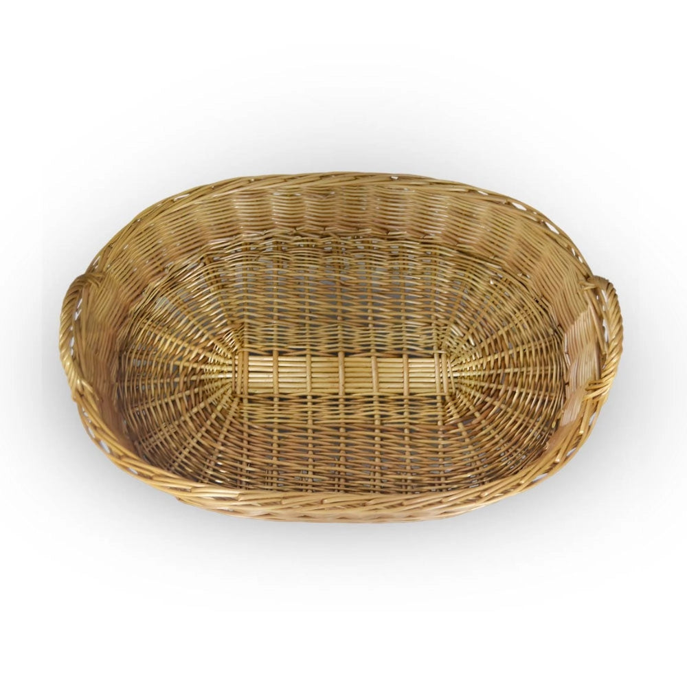 Cesta contenitore ovale vimini intrecciato a mano con manici cm 59x39x20