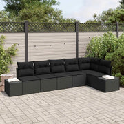 Set Divano da Giardino con cuscino 6 pcs Nero polyrattan