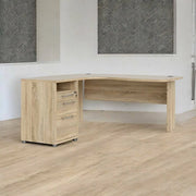 Scrivania Roslyn, Scrittoio multiuso, Tavolo per ufficio porta PC, Piano di lavoro, 159x150 h75 cm, Quercia