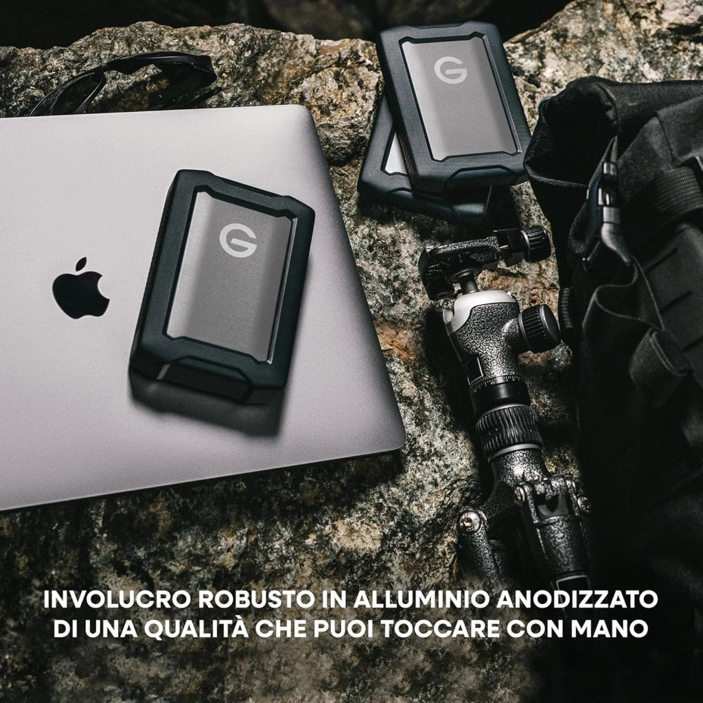 G-DRIVE ArmorATD 2TB, HDD portatile USB-C (5Gbps), USB 3.2 Gen 1, Thunderbolt 3, fino a 130 MB/s