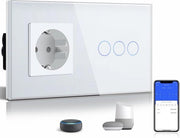 Touch schalter unidirezionale | 3 pulsanti | Wi-Fi | contatto di presa standard con neutro | compatibile con Alexa e Tuya Smart Life | nessun relè richiesto | bianco