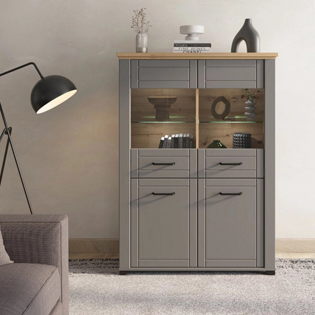 Mobile Espositore Sarconi, Vetrina 6 Ripiani, 103.5x41x143h cm Grigio