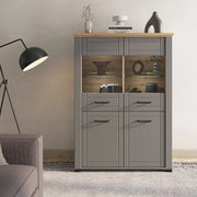 Mobile Espositore Sarconi, Vetrina 6 Ripiani, 103.5x41x143h cm Grigio
