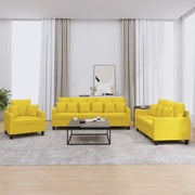 Set di Divani 3 pz con Cuscini Giallo Chiaro in Tessuto 3201637