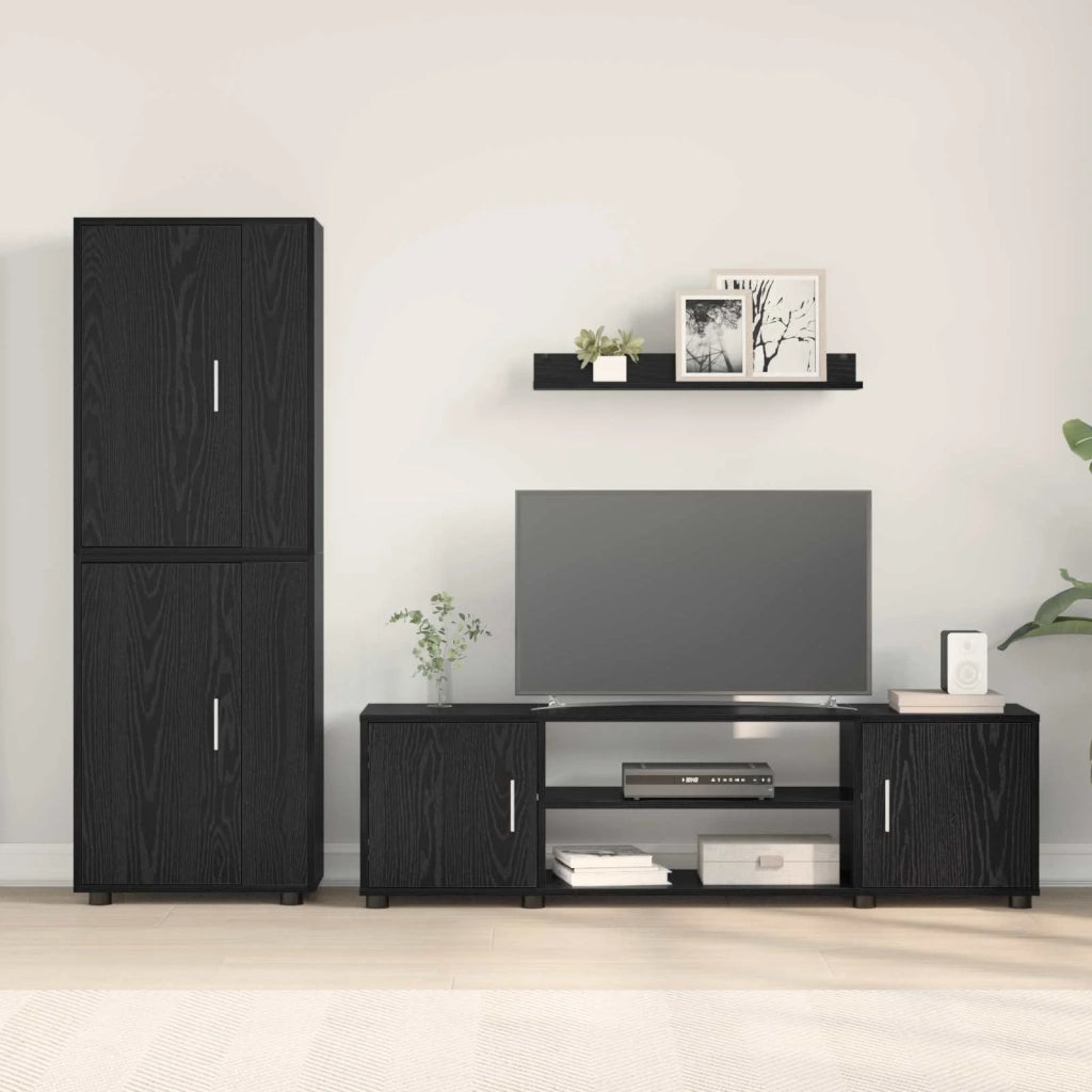 Set mobile TV 4 pcs Rovere Nero Legno multistrato 3397897