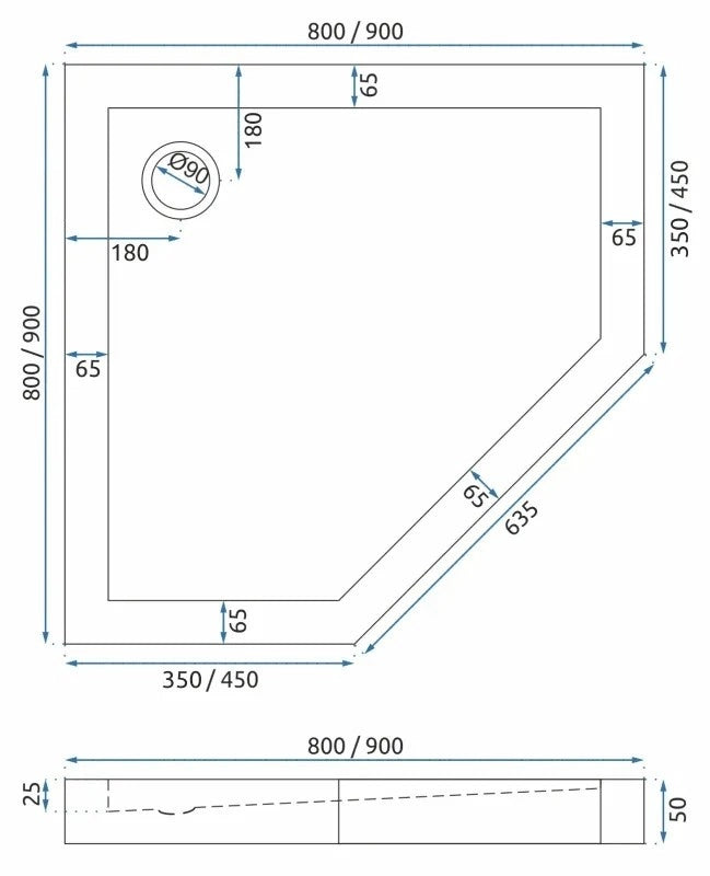 Piatto Doccia Acrilico Rea Diamond 80x80
