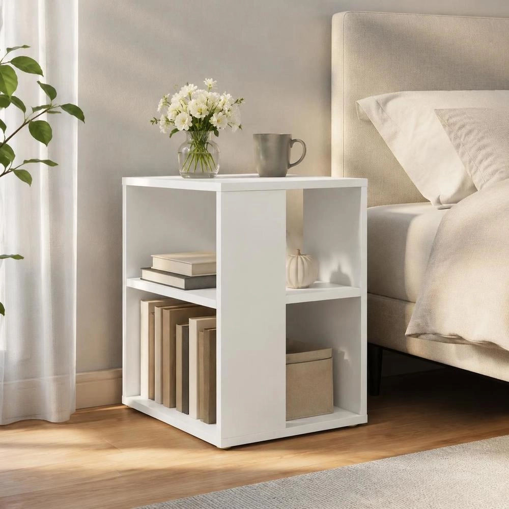 Side Table White 60x30x50 Cm Wood Material