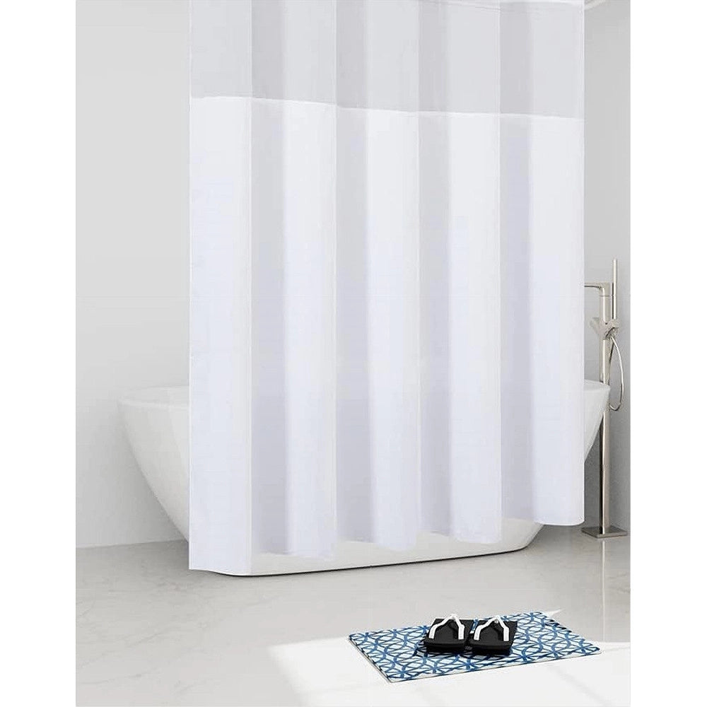 Trade Shop - Tenda Da Doccia Vasca Bagno Peva Con 12 Ganci 180x200cm Trasparente Bianco 69491 -