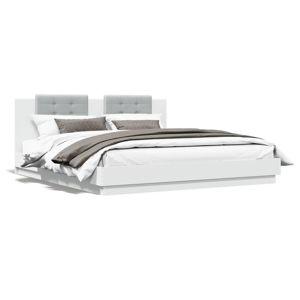 Giroletto con Testiera-Struttura letto con testiera Bianco 180x200 cm in Legno Multistrato