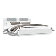 Giroletto con Testiera-Struttura letto con testiera Bianco 180x200 cm in Legno Multistrato
