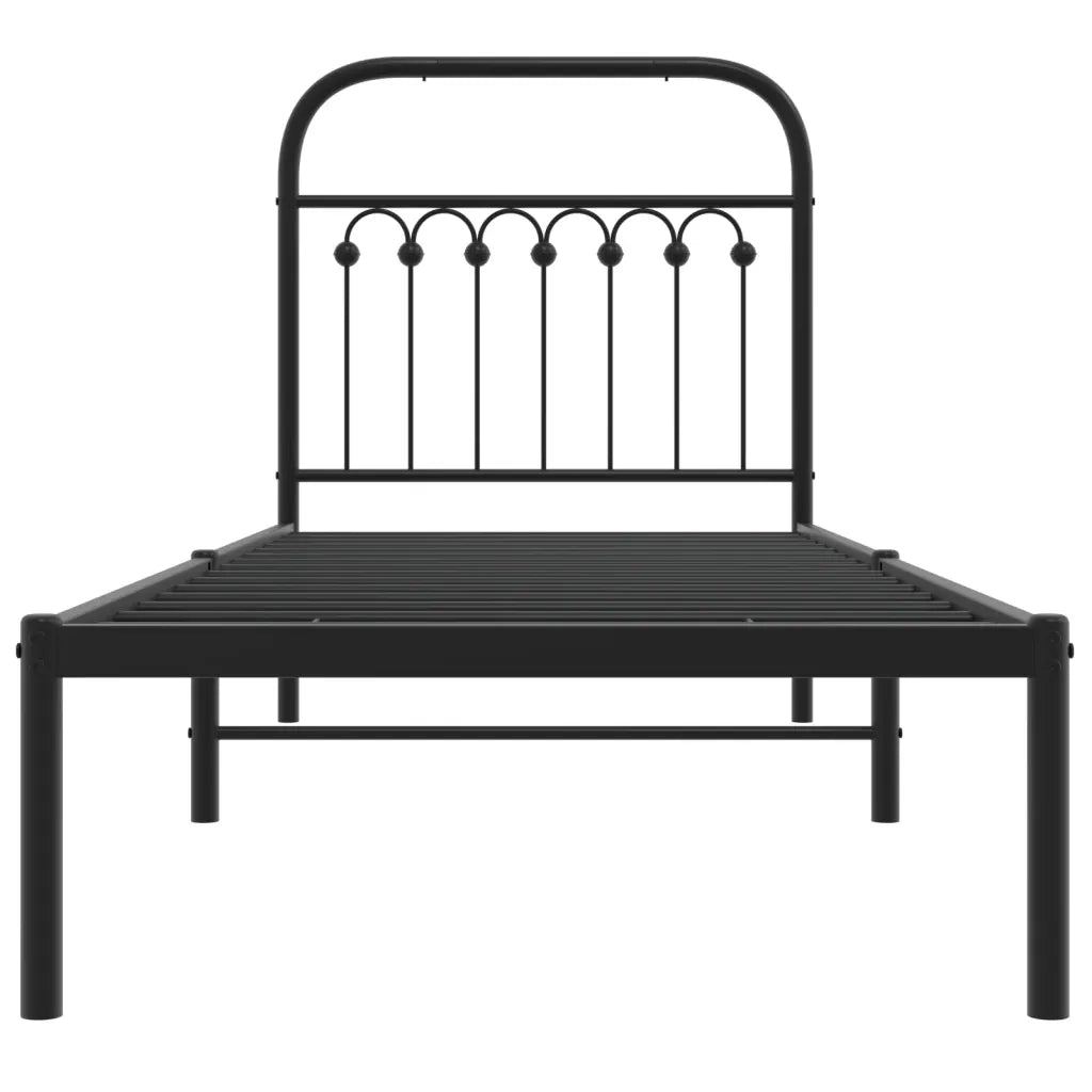 Giroletto con Testiera in Metallo Nero 80x200 cm