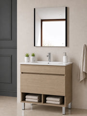 Mobile bagno con piedini con lavabo extrapiano ORIGENBATH NEBARI senza specchio 80x45 cm estepa