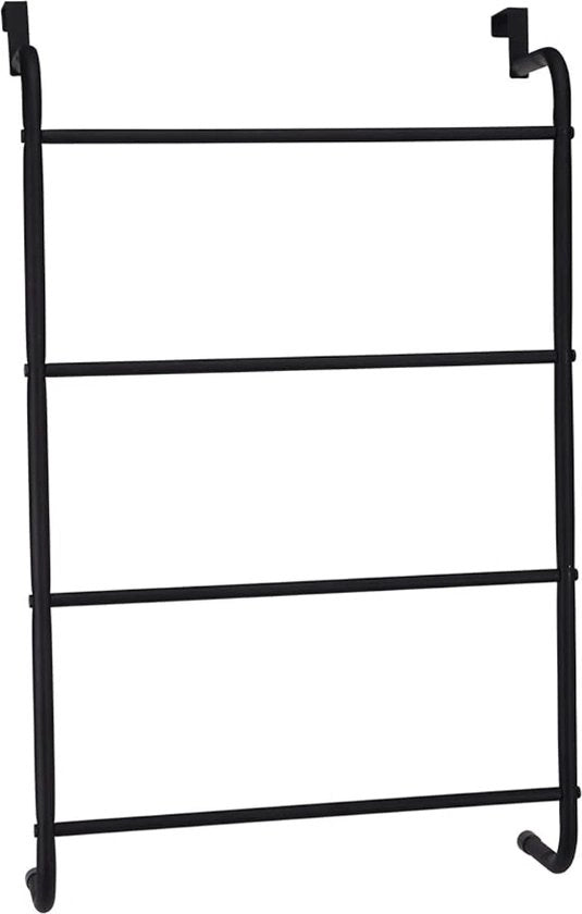 Sostegno per asciugamano per la porta, nero, 73 x 44,5 x 12 cm, stanghetto per asciugamano, sostegno per asciugamani nella doccia, bagno, appoggio per asciugamani, sostegno per asciugamani per la porta