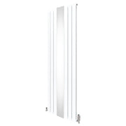 Radiatore a specchio a pannello piatto e valvole TRV cromate Bianco 1800 mm x 565 mm
