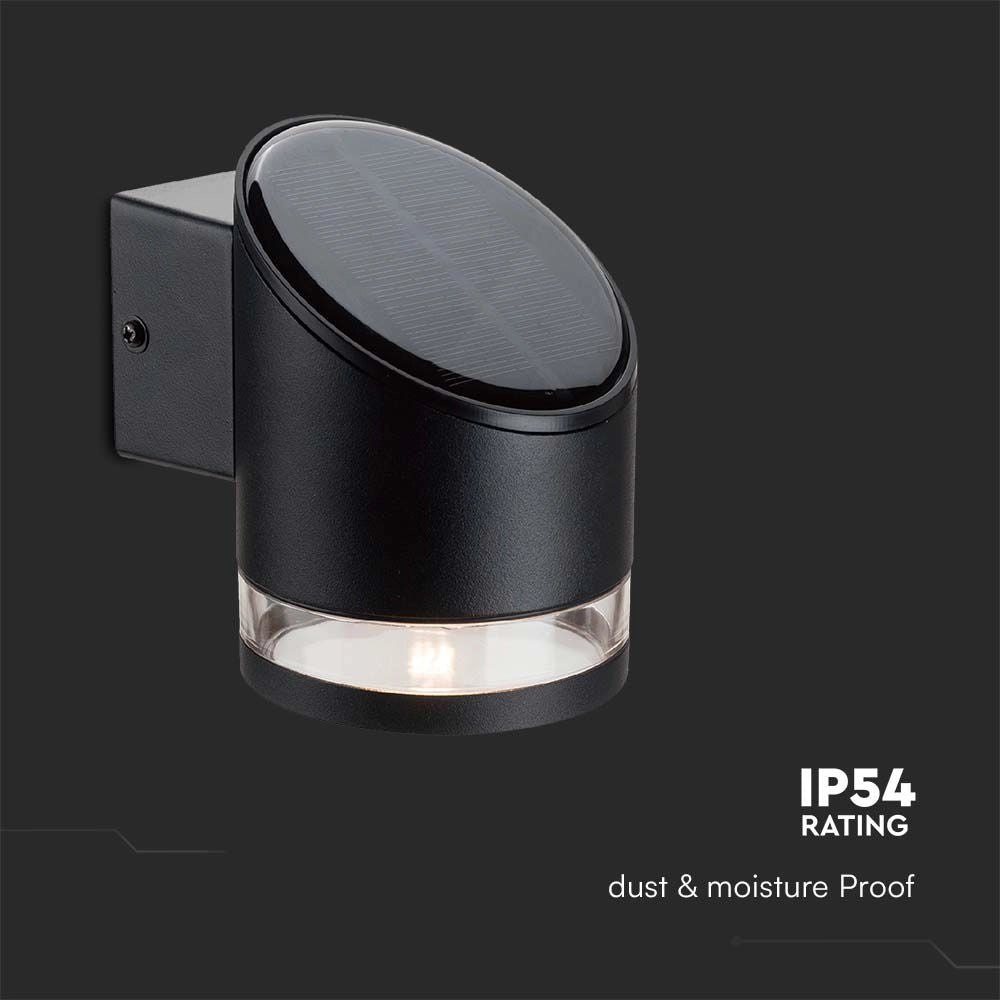 Lampada LED da Giardino con Pannello 1W Nera 121x90x112.5mm 3000K IP54 – V-TAC – VT-1138-B