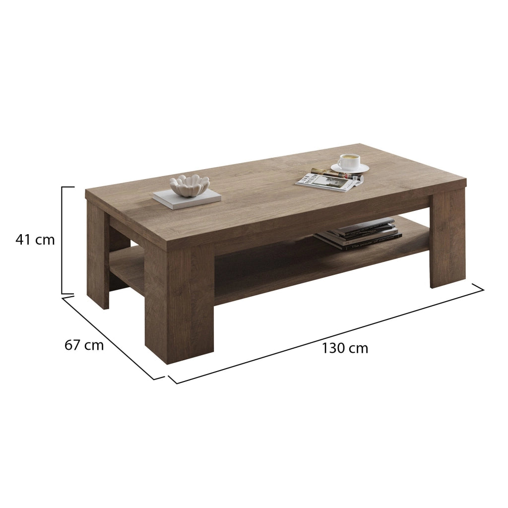 Carlazzo, Tavolino da Salotto un Vano, 130x67x41h cm Marrone Noce