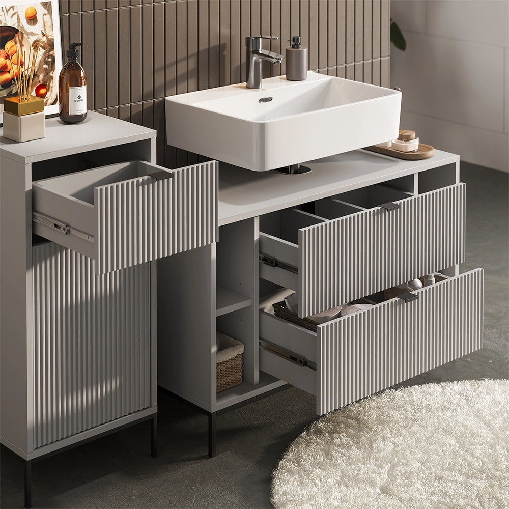 Vicco Set di mobili da bagno Grigio 3 parti