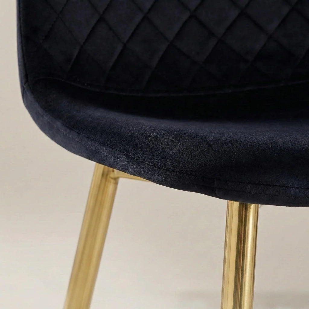 SET 4 SEDIA MARTA VELLUTO NERO GAMBE ORO