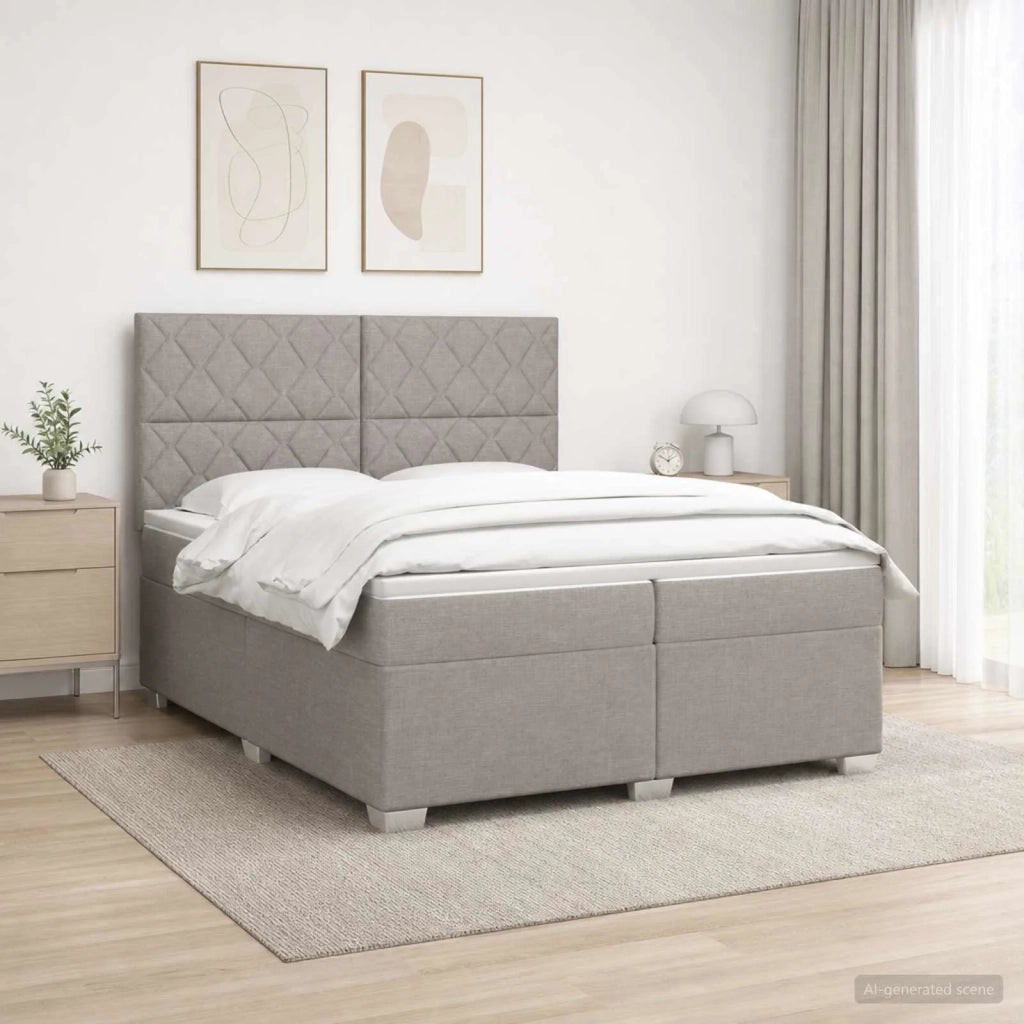 Letto box spring con materasso Tortora 200 x 200 cm Tessuto 3454961