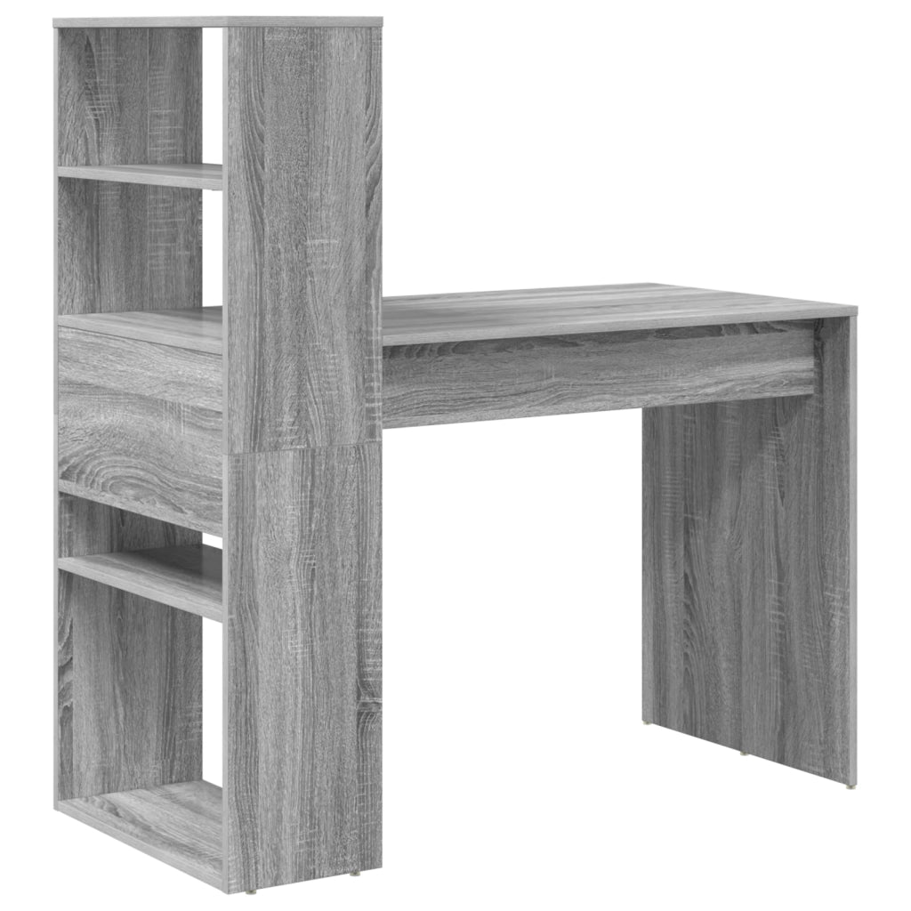Scrivania con Spazio di Archiviazione Grigia Sonoma 113x54x120 cm Legno Ingegnerizzato