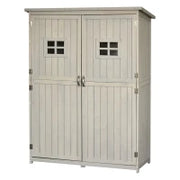 Casetta da Giardino Legno con Porta Doppia, Mensole e Finestre, 127.5x50x164cm