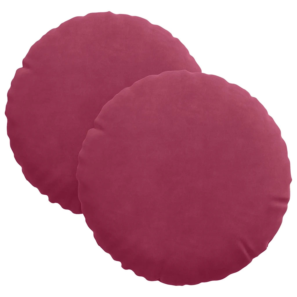Cuscini per Seduta 2 pcs Rosso Vino Ø30 x 13 cm Velluto