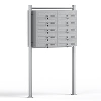 Cassetta postale condominiale autoportante 10 posti, grigio, 2 moduli con supporto a terra