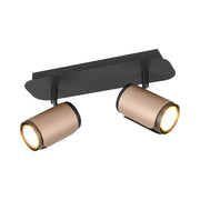 LÚZETE - SPOT DA PARETE/SOFFITTO 2 LUCI GU10 METALLO COFFEE GIADA