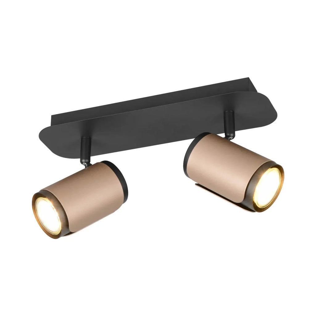 LÚZETE - SPOT DA PARETE/SOFFITTO 2 LUCI GU10 METALLO COFFEE GIADA